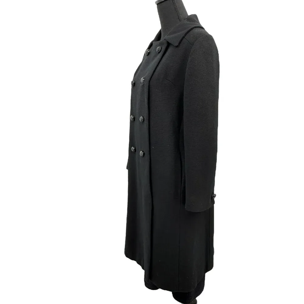 Vintage Prago Guyes Black Double Breasted Wool Lined Coat 60s‎ 70s